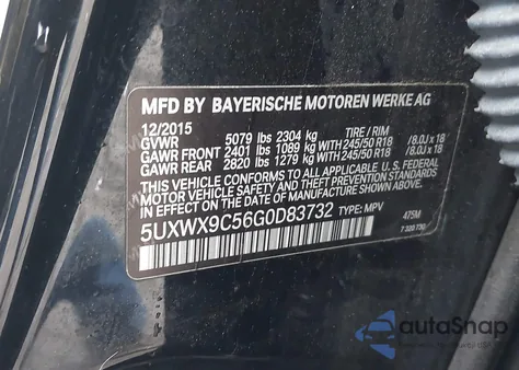 2016 BMW X3 xDrive28I z USA, uszkodzony, nr VIN 5UXWX9C56G0D83732
